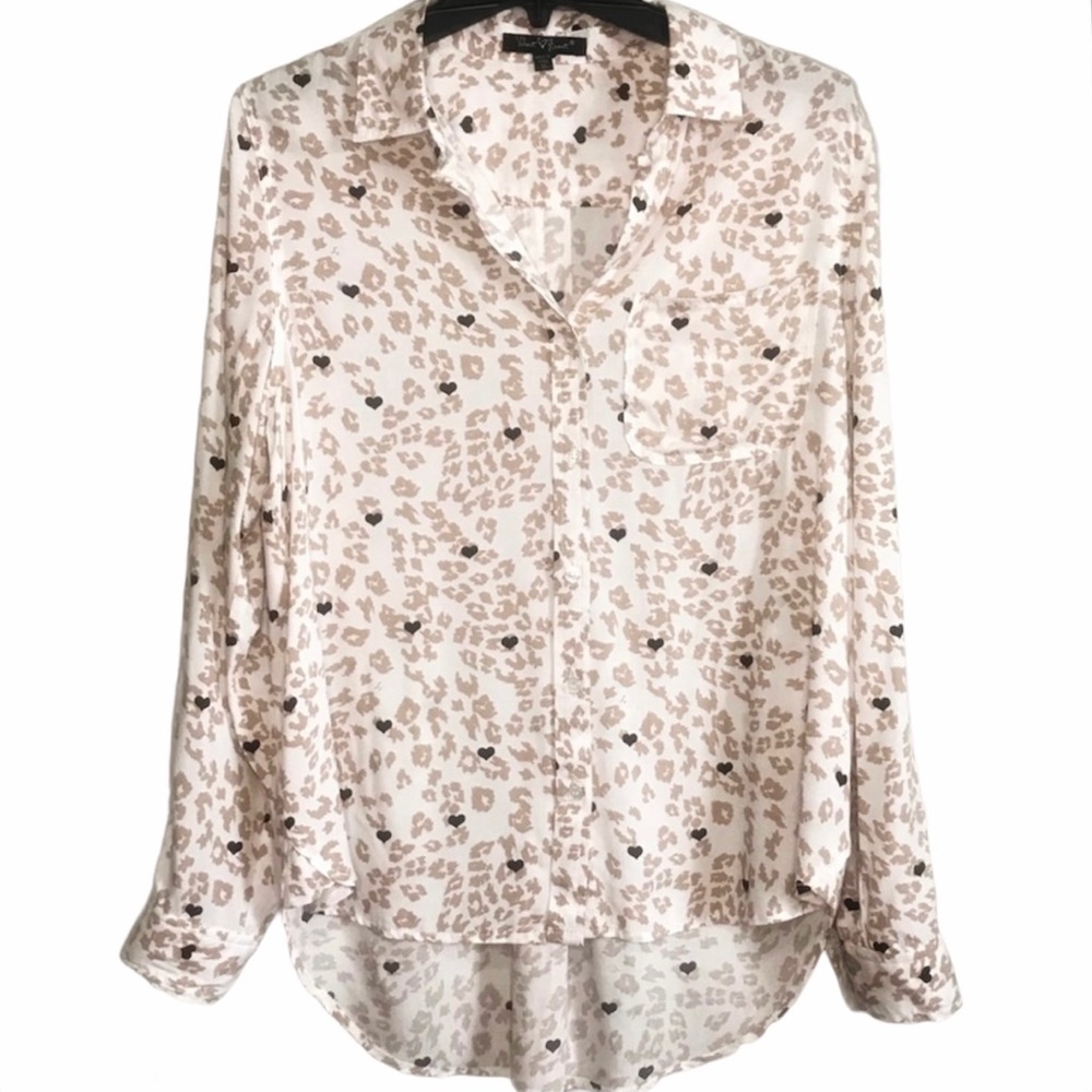 Velvet Heart | Button Down Leopard & Hearts print Shirt